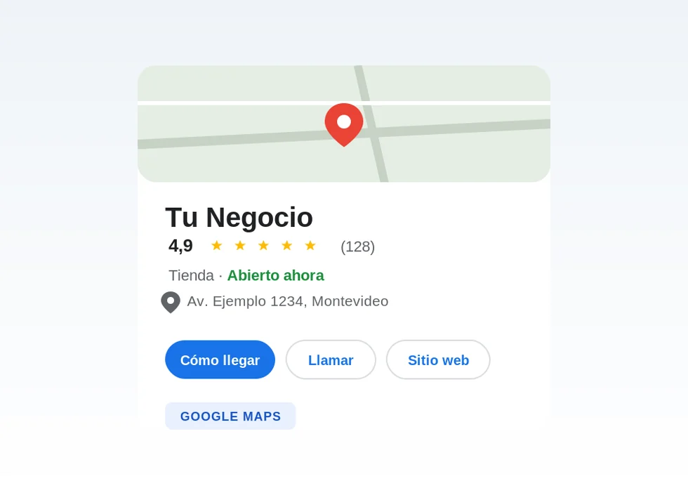 Ficha de empresa en Google Maps con reseñas